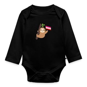 Gay Pride Lesbian Sloth Tropical Animal LGBT - Organic Longsleeve Baby Bodysuit - black - Front