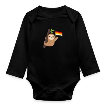 Queer Lithsexual Sloth Tropical Animal LGBT - Organic Longsleeve Baby Bodysuit - black - Front