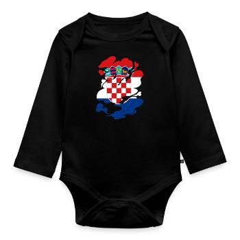 Croatie Drapeau Adriatique Zagreb Drapeau croate - Body Bébé bio manches longues - noir - Devant