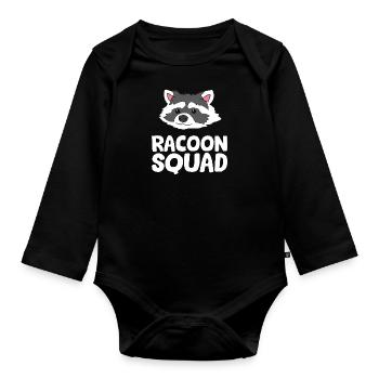 Waschbär - Racoon Squad - Baby Bio-Langarm-Body - Schwarz - Vorne