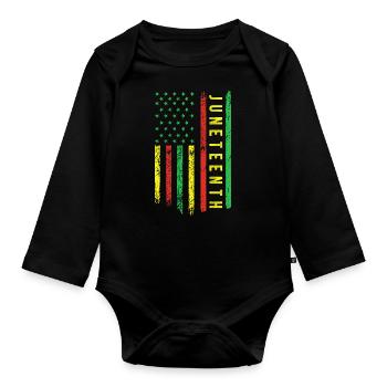 Juneteenth In A Flag For Black History African - Baby Bio-Langarm-Body - Schwarz - Vorne