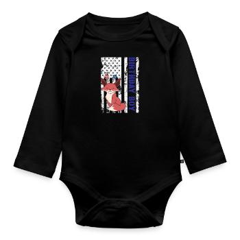 Mignon bœuf Amérique 4 juillet Anniversaire Garçon - Body Bébé bio manches longues - noir - Devant