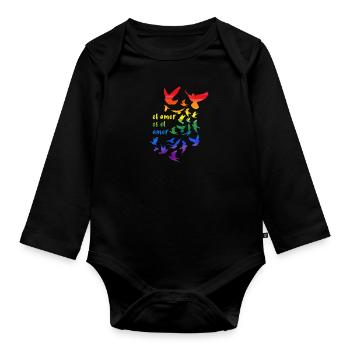 el amor es el amor,regenbogen,tauben,vögel - Baby Bio-Langarm-Body - Schwarz - Vorne