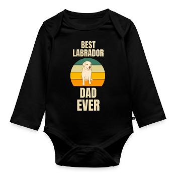 Amoureux des chiens Chiens Papa Fête des Pères Rétro Labrador - Body Bébé bio manches longues - noir - Devant