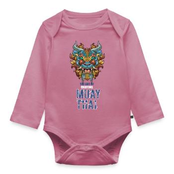 Muay Thai Foo Dog - Thailand Thaiboxen MMA - Baby Bio-Langarm-Body - Mauve - Vorne