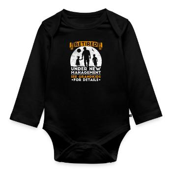 Grandpa Pension Grandfather Retirement Gift - Organic Longsleeve Baby Bodysuit - black - Front