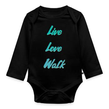 Live Love Walk - Baby Bio-Langarm-Body - Schwarz - Vorne