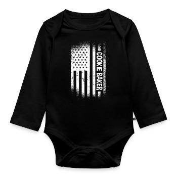Baking Cookie Baker USA Flag Cookie - Baby Bio-Langarm-Body - Schwarz - Vorne