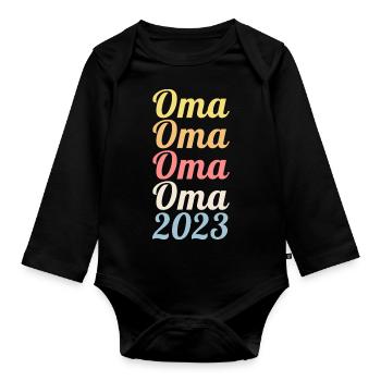 Großmutter 2023 Schwanger Werdende Oma - Baby Bio-Langarm-Body - Schwarz - Vorne