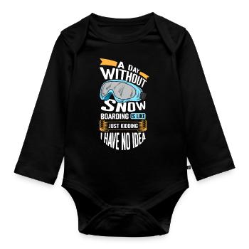 Snowboarder Urlaub Snow Winterurlaub - Baby Bio-Langarm-Body - Schwarz - Vorne
