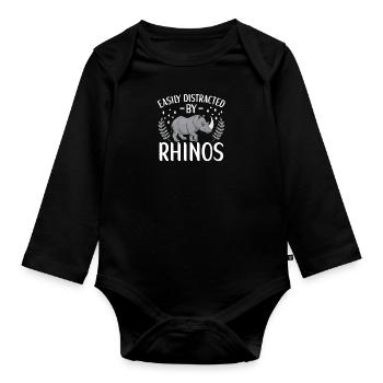 Rhino Outfit for Rhino Lovers - Organic Longsleeve Baby Bodysuit - black - Front