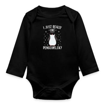 Pinguin Outfit für Pinguin Liebhaber - Baby Bio-Langarm-Body - Schwarz - Vorne