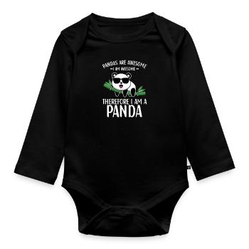 Panda Outfit Panda Bear Lover - Body Bébé bio manches longues - noir - Devant