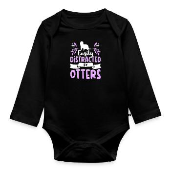 Otter Outfit Sea Otter Lovers - Organic Longsleeve Baby Bodysuit - black - Front