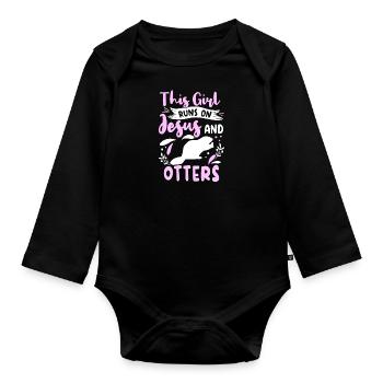 Tenue de loutre Amoureux de la loutre de mer - Body Bébé bio manches longues - noir - Devant