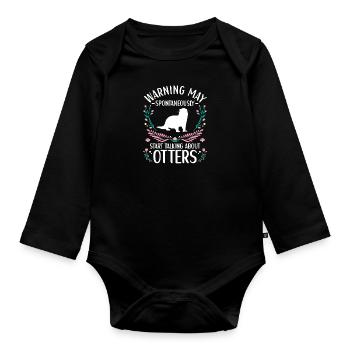 Tenue de loutre Amoureux de la loutre de mer - Body Bébé bio manches longues - noir - Devant