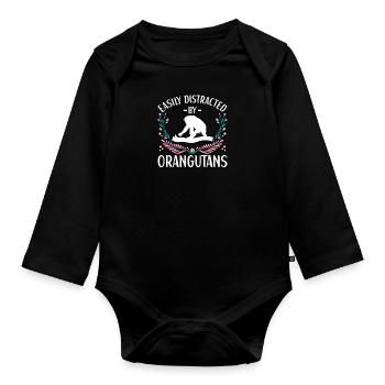 Orangutan Outfit Monkey Lovers - Organic Longsleeve Baby Bodysuit - black - Front