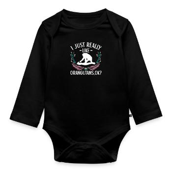 Orangutan Outfit Monkey Lovers - Organic Longsleeve Baby Bodysuit - black - Front