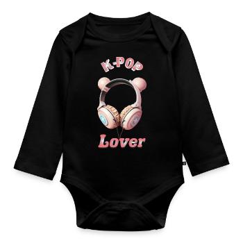 Kawaii Helm Anime K-Pop - Baby Bio-Langarm-Body - Schwarz - Vorne