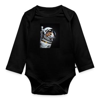 Chat comme astronaute - Body Bébé bio manches longues - noir - Devant