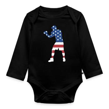 Sport Us Flag Boxing - Organic Longsleeve Baby Bodysuit - black - Front