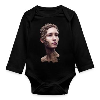 Portrait of a bark woman - Organic Longsleeve Baby Bodysuit - black - Front