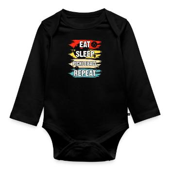 Eat Sleep Pickleball repeat - Baby Bio-Langarm-Body - Schwarz - Vorne