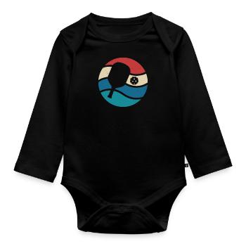 Vintage Pickleball Sports Paddle Lover Sunset - Organic Longsleeve Baby Bodysuit - black - Front