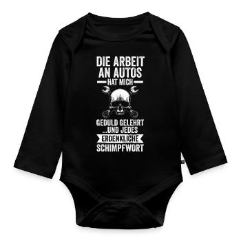 KFZ Mechaniker Automechaniker Schrauber - Baby Bio-Langarm-Body - Schwarz - Vorne