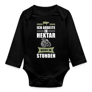 Landwirt Bauer Farmer - Baby Bio-Langarm-Body - Schwarz - Vorne