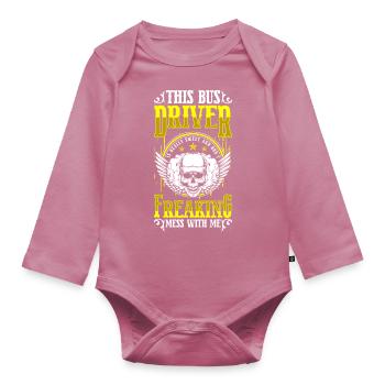 Bus profession transport - Organic Longsleeve Baby Bodysuit - mauve - Front