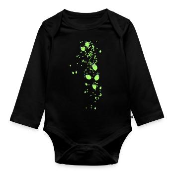 Limonène, citron vert, cœurs, motifs, citron - Body Bébé bio manches longues - noir - Devant