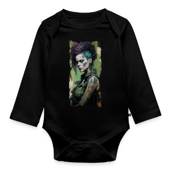 Tatouage Punk Rock Fille Punkrock - Body Bébé bio manches longues - noir - Devant