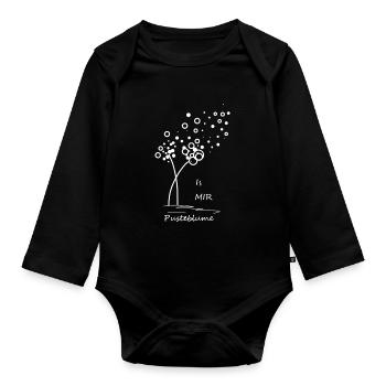 is mir Pusteblume - Baby Bio-Langarm-Body - Schwarz - Vorne