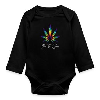 Free To Love - Organic Longsleeve Baby Bodysuit - black - Front