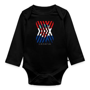 Drapeau de la Croatie Adriatique Zagreb Drapeau croate - Body Bébé bio manches longues - noir - Devant