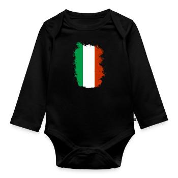 Drapeau italien vintage drapeau italien look usé - Body Bébé bio manches longues - noir - Devant