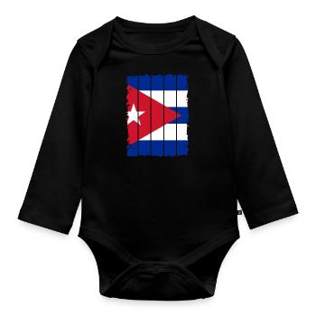 Cuba Flag Caribbean Vacation Cuba Travel Havana - Organic Longsleeve Baby Bodysuit - black - Front
