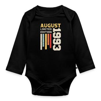 Août 1993 - Cadeau anniversaire Août 1993 Août - Body Bébé bio manches longues - noir - Devant