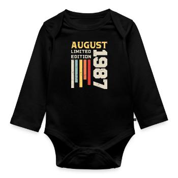 Août 1987 - Cadeau anniversaire Août 1987 Août - Body Bébé bio manches longues - noir - Devant
