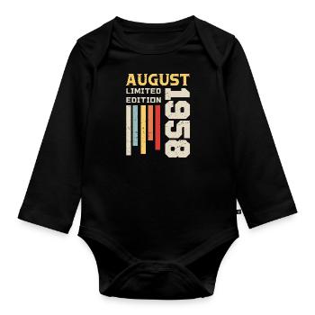 August 1958 - Birthday Gift August 1958 August - Organic Longsleeve Baby Bodysuit - black - Front