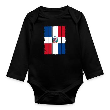 Dominican Republic Flag Dom Rep Flag Travel - Organic Longsleeve Baby Bodysuit - black - Front