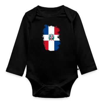 Dominican Republic Flag Dom Rep Flag Travel - Organic Longsleeve Baby Bodysuit - black - Front
