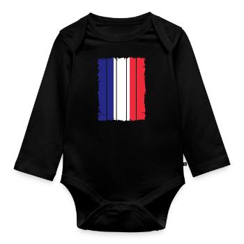 Drapeau de la France Utilisé Drapeau Français - Body Bébé bio manches longues - noir - Devant