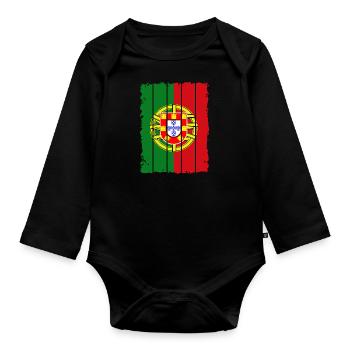 Drapeau du Portugal Utilisé Look Drapeau portugais - Body Bébé bio manches longues - noir - Devant