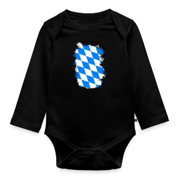 Bavaria Flag Used Look Bavarian Flag Vintage - Organic Longsleeve Baby Bodysuit - black - Front