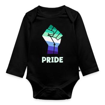Gay Pride Faustdesign für Gleichberechtigung - Baby Bio-Langarm-Body - Schwarz - Vorne