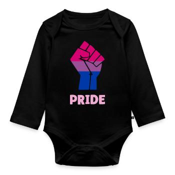 Bisexual Pride Fist Design pour l’égalité - Body Bébé bio manches longues - noir - Devant