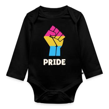 Pansexual Pride Fist Design pour l’égalité - Body Bébé bio manches longues - noir - Devant