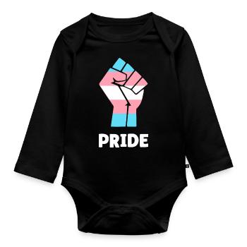 Pride Trans Pride Fist Design for Equality - Organic Longsleeve Baby Bodysuit - black - Front